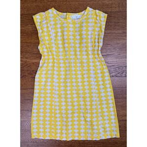 Hanna Andersson Girls' Yellow Diamond Pattern Dress Size 6-7